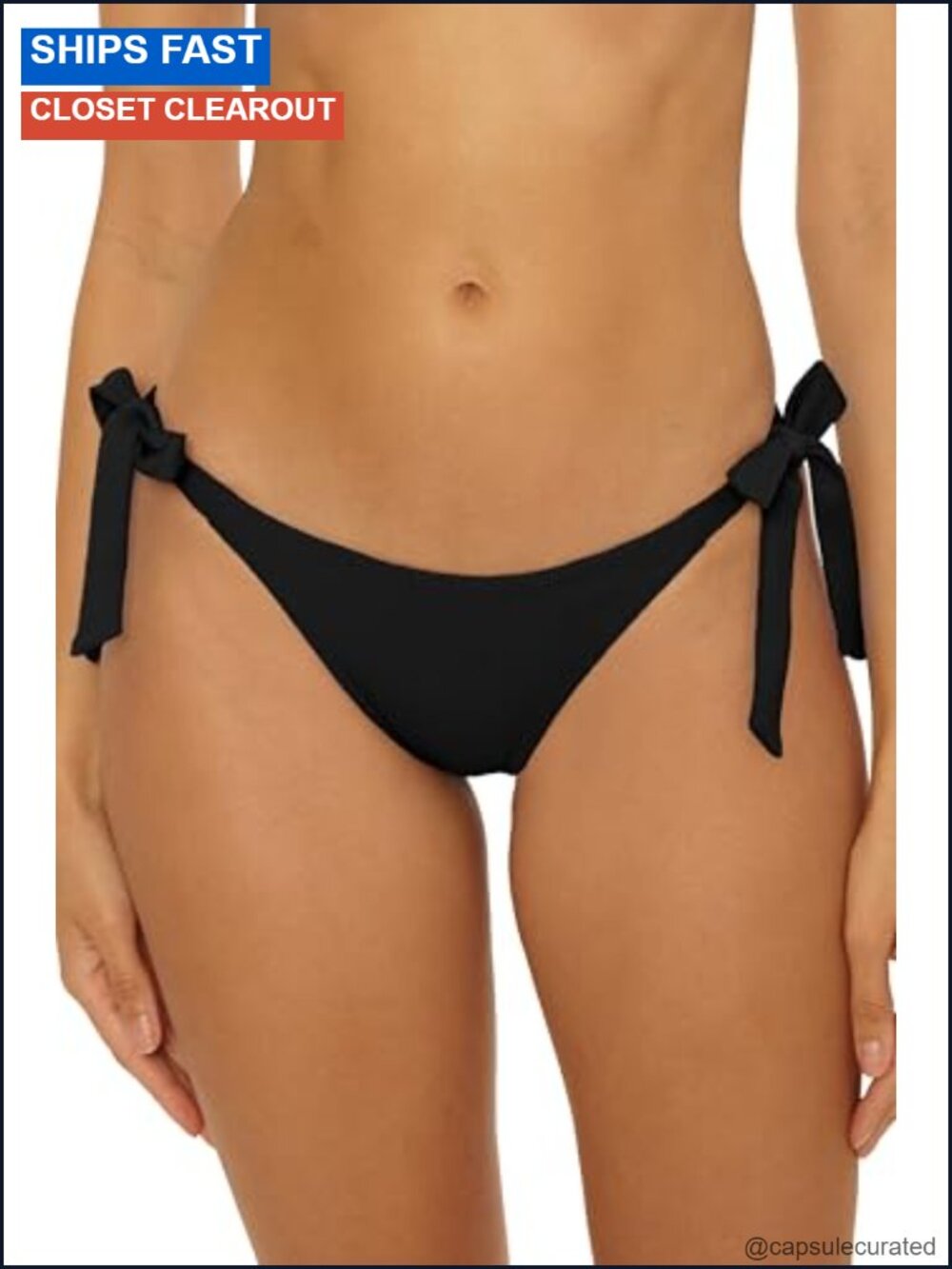 Ribbed Cheeky Bikini Bottom Tie Side Swimwear Separates